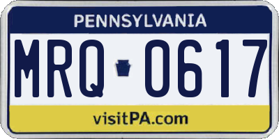 PA license plate MRQ0617
