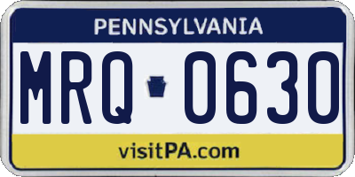 PA license plate MRQ0630