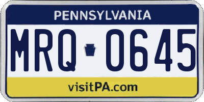 PA license plate MRQ0645