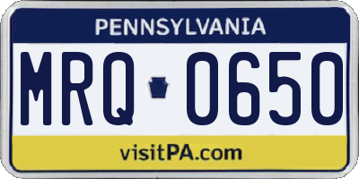 PA license plate MRQ0650