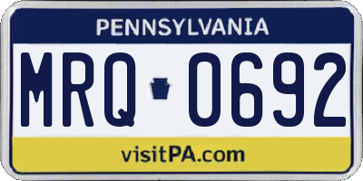PA license plate MRQ0692