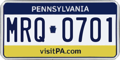 PA license plate MRQ0701