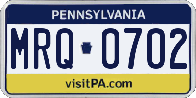 PA license plate MRQ0702