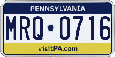 PA license plate MRQ0716