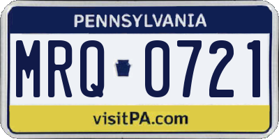 PA license plate MRQ0721