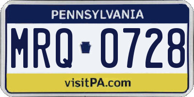 PA license plate MRQ0728