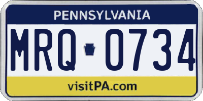 PA license plate MRQ0734