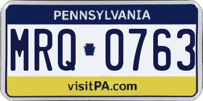 PA license plate MRQ0763