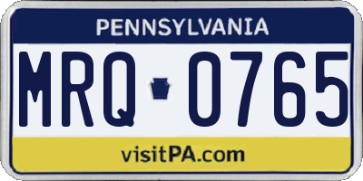 PA license plate MRQ0765
