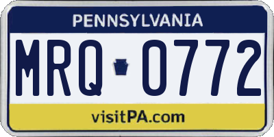 PA license plate MRQ0772