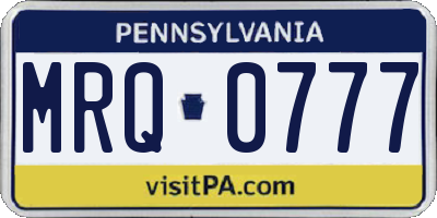 PA license plate MRQ0777