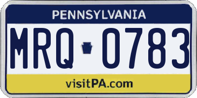 PA license plate MRQ0783