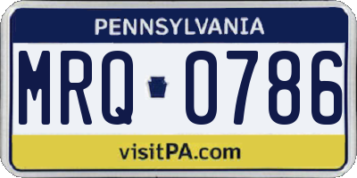 PA license plate MRQ0786