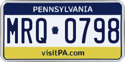 PA license plate MRQ0798