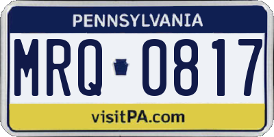 PA license plate MRQ0817