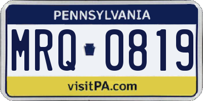 PA license plate MRQ0819