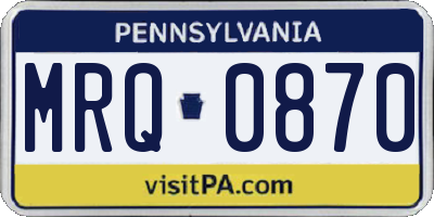 PA license plate MRQ0870
