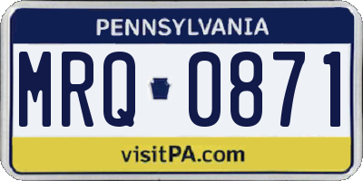 PA license plate MRQ0871