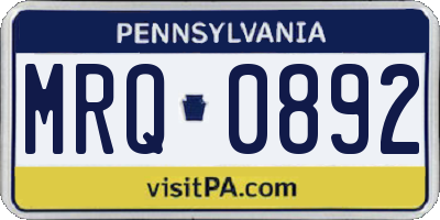 PA license plate MRQ0892