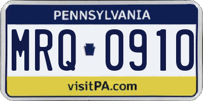 PA license plate MRQ0910