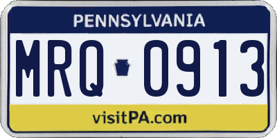 PA license plate MRQ0913