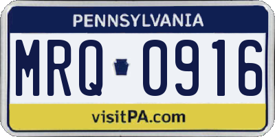 PA license plate MRQ0916