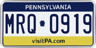 PA license plate MRQ0919