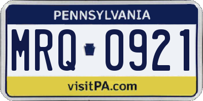 PA license plate MRQ0921