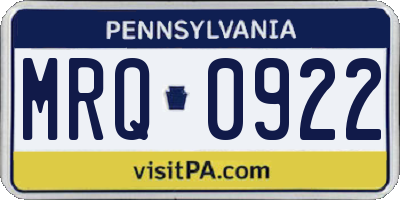 PA license plate MRQ0922