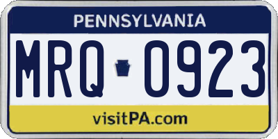 PA license plate MRQ0923