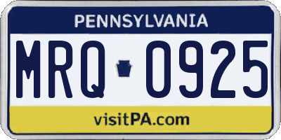 PA license plate MRQ0925