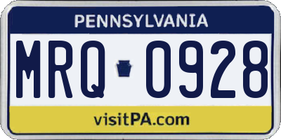 PA license plate MRQ0928