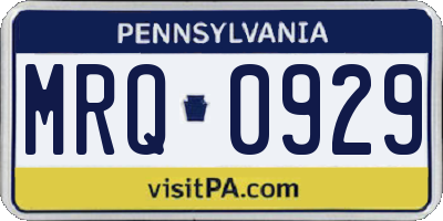 PA license plate MRQ0929