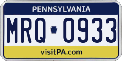 PA license plate MRQ0933