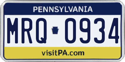 PA license plate MRQ0934