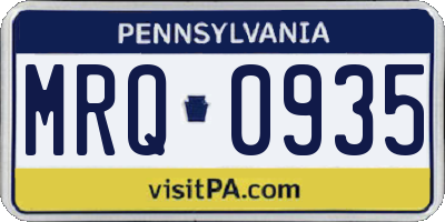 PA license plate MRQ0935