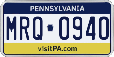 PA license plate MRQ0940