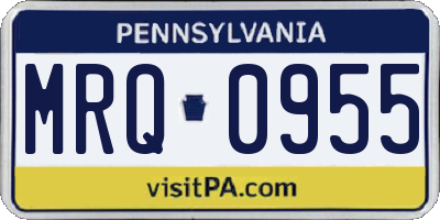 PA license plate MRQ0955