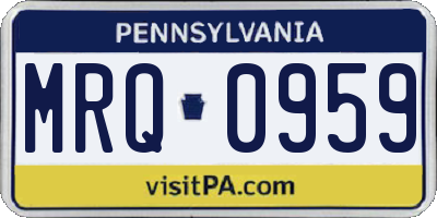 PA license plate MRQ0959