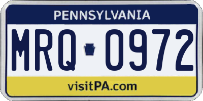 PA license plate MRQ0972