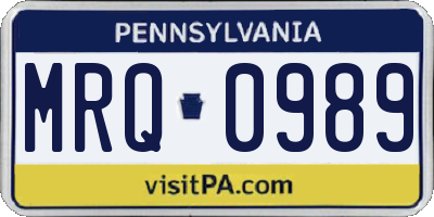 PA license plate MRQ0989