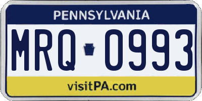 PA license plate MRQ0993