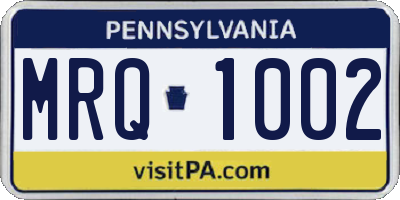 PA license plate MRQ1002
