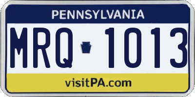 PA license plate MRQ1013