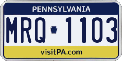 PA license plate MRQ1103