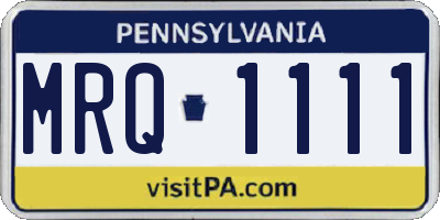 PA license plate MRQ1111