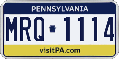 PA license plate MRQ1114