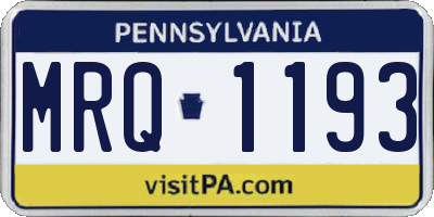 PA license plate MRQ1193