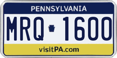PA license plate MRQ1600
