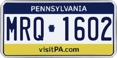 PA license plate MRQ1602